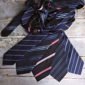 Vintage silk striped neckties, Retro style formal ties, Christmas gentlemen gift, Classic necktie