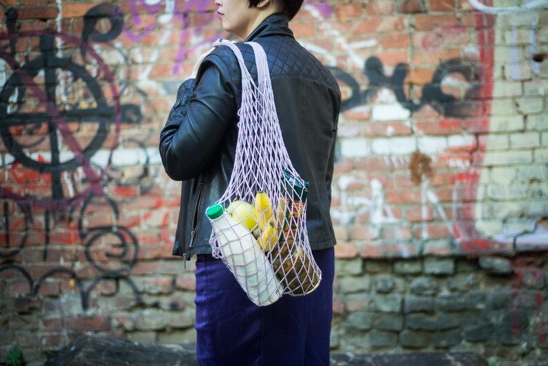 Market grocery reusable shopping macrame pocket bag Soviet vintage, Eco bag Vintage Reversible vintage Soviet blue Tote avoska