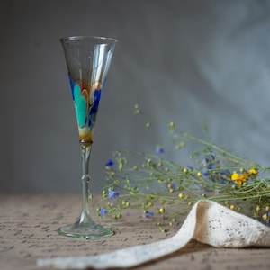Venetian Limoncello Glass, Handblown Murano Liquor Goblet, Colorful Art Glass Shot