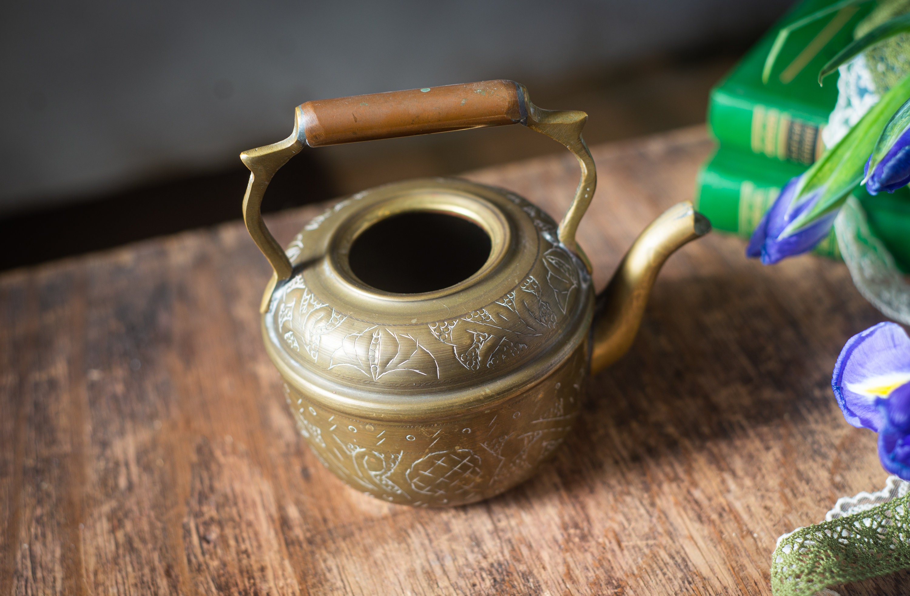Vintage brass tea kettle Decorative metal teapot Small Etsy