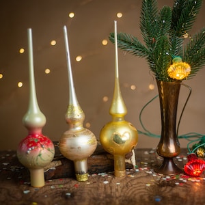 Golden glass Christmas tree topper, Xmas tree decoration