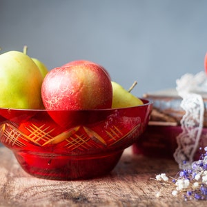 Red Crystal fruit bowl, antique dishware, Czech dishes, sweets & candies plate, vintage glass elegant serving plate