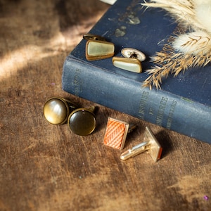 Mid-century cufflinks, Vintage Men’s Accessories, 1950s-60s Retro Style, Wedding round stone cufflinks, Unique groom jewelry