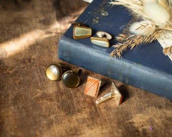 Boutons De Manchette Vintage Cube Or Et Argent - Années 50-60 - Occasion Bon état