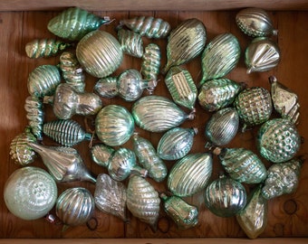 Pale green glass Christmas vintage ornaments, Christmass decorations, wedding party, garden, home glass hanging bohemian decor