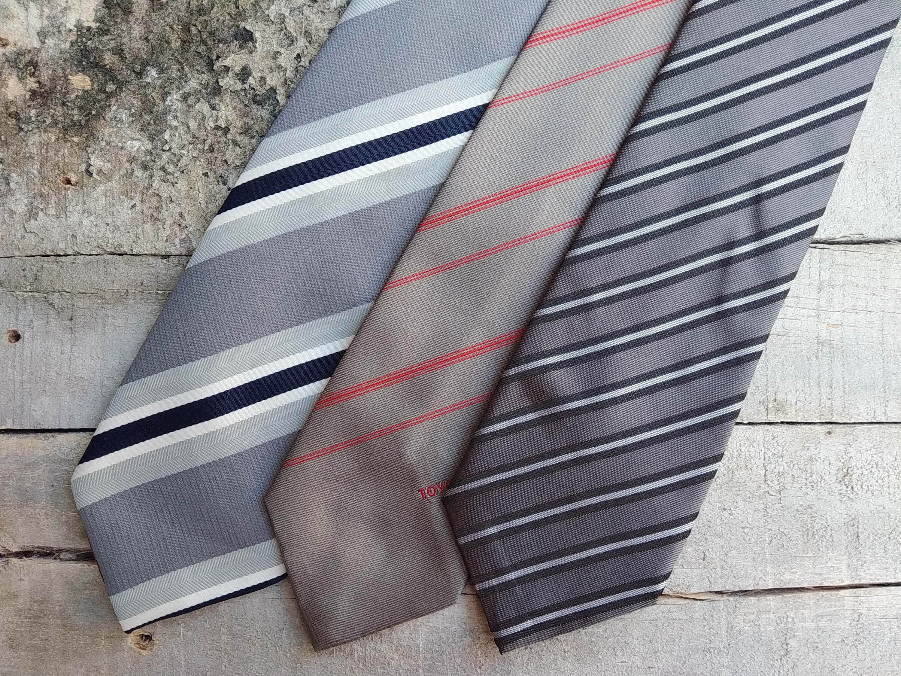 Vintage Striped Tie for Men, Wedding Neckties in Gray, Formal Suit