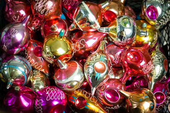 Assorted Glass Christmas Bubbles Vintage Glass Christmas Etsy