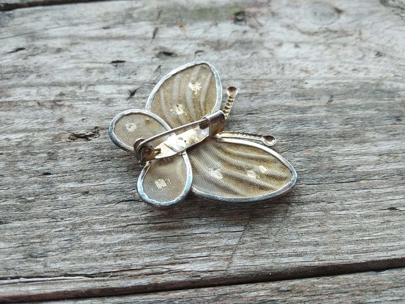 Vintage butterfly brooch, Insect jewelry, Retro dress brooch, Butterfly pin, Figural collar brooch image 7