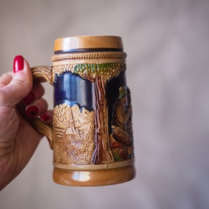 Vintage ceramic beer mug, traditional folk Germany 3D ceramic decor, Father&#39;s Day gift, Oktoberfest