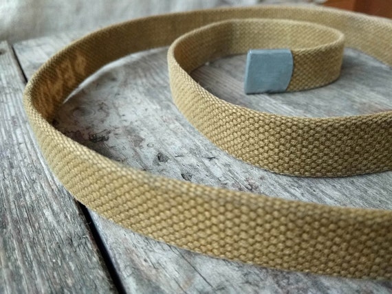 Men vintage belt, leather & textile belt, metal b… - image 4