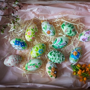 Glass Easter Eggs, Floral Hanging Ornaments, Hand-Painted Spring Home Decor, Unique Easter Tree Decorations