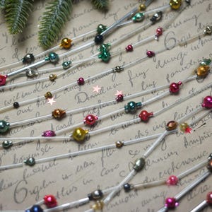 Adornos navideños de cuentas de corneta, decoración navideña de vidrio vintage de los años 70, decoraciones navideñas retro imagen 3