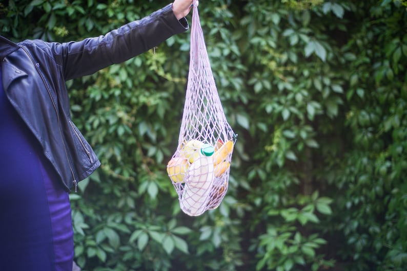 Market grocery reusable shopping macrame pocket bag Soviet vintage, Eco bag Vintage Reversible vintage Soviet blue Tote avoska