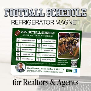 Football Schedule Magnet Canva Template, Marketing Magnet, Fall Marketing, Real Estate Ideas