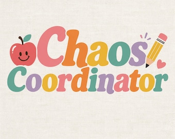 Diseño PNG de Coordinador del Caos, Regalo Divertido para Profesores, Lápiz Apple Retro (Descarga Digital)