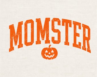 Momster Halloween PNG, Spooky Pumpkin Mom Shirt Design (Digital Download)