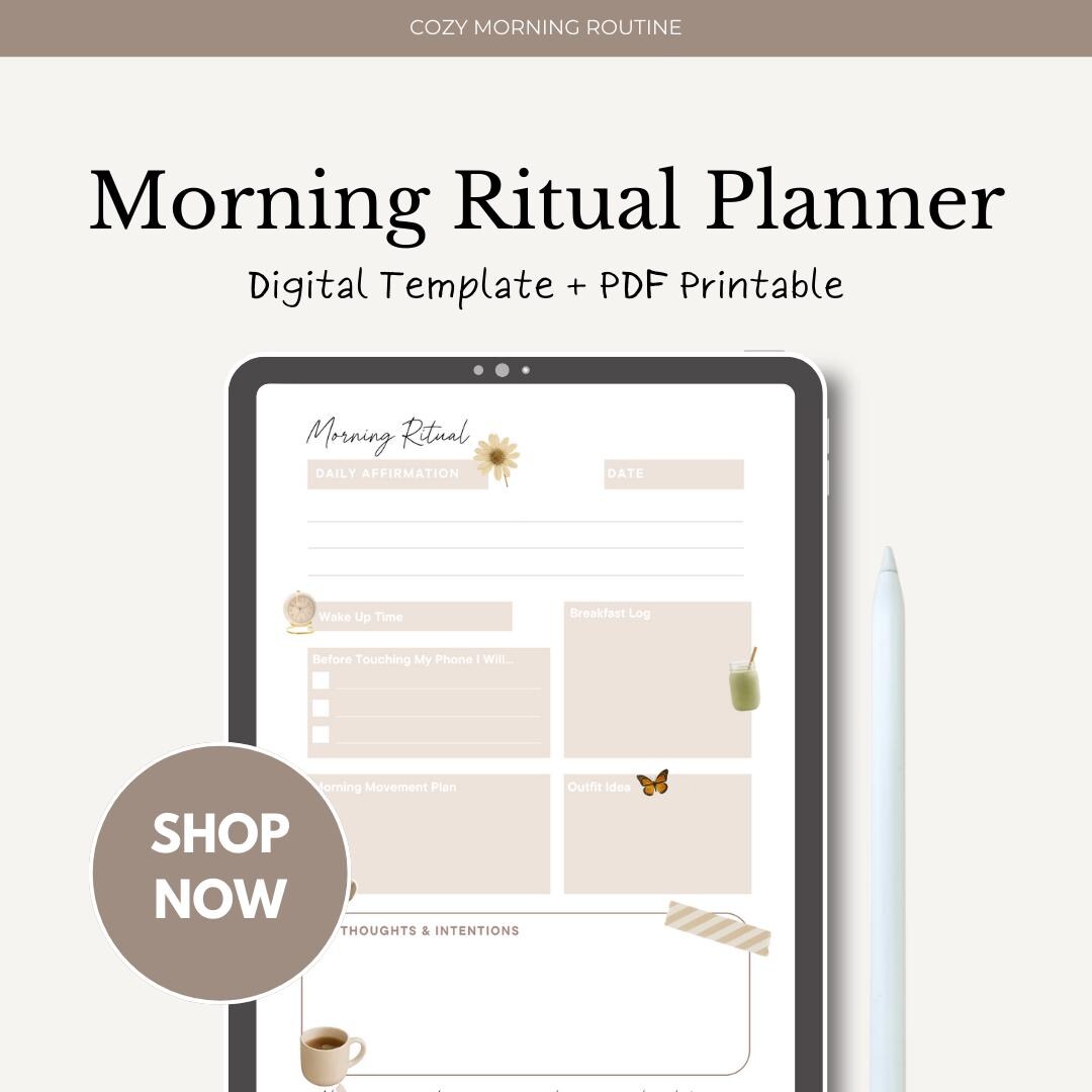 Morning Routine Template Printable + Editable Canva Template | Daily ...