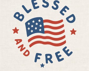 Bendecido y libre PNG, diseño de camiseta del 4 de julio, diseño de bandera patriótica de EE. UU.