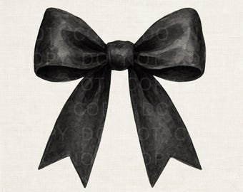 Bow Clipart, Black Bow PNG, Coquette PNG, Girly Bow