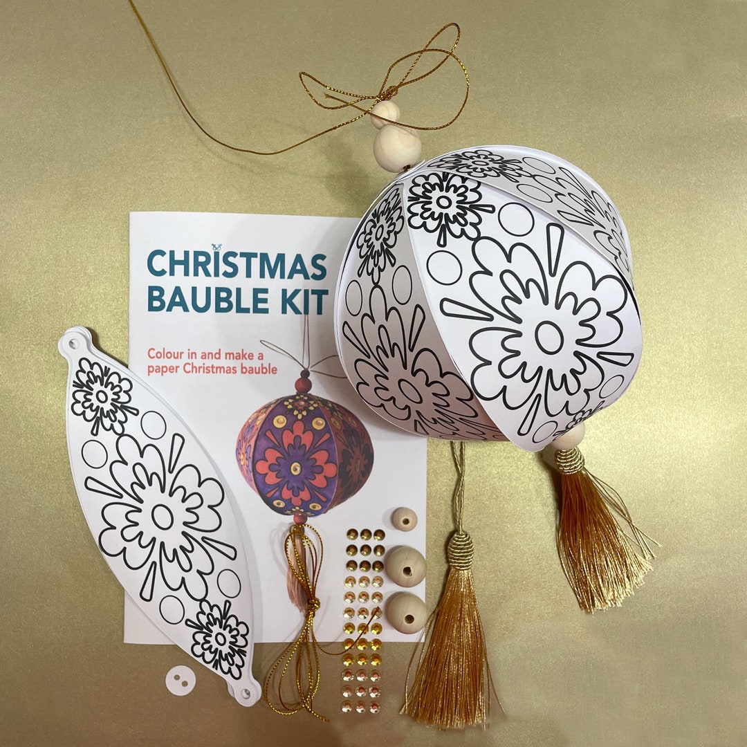 Colour in and Make Paper Christmas Bauble Kit - Etsy