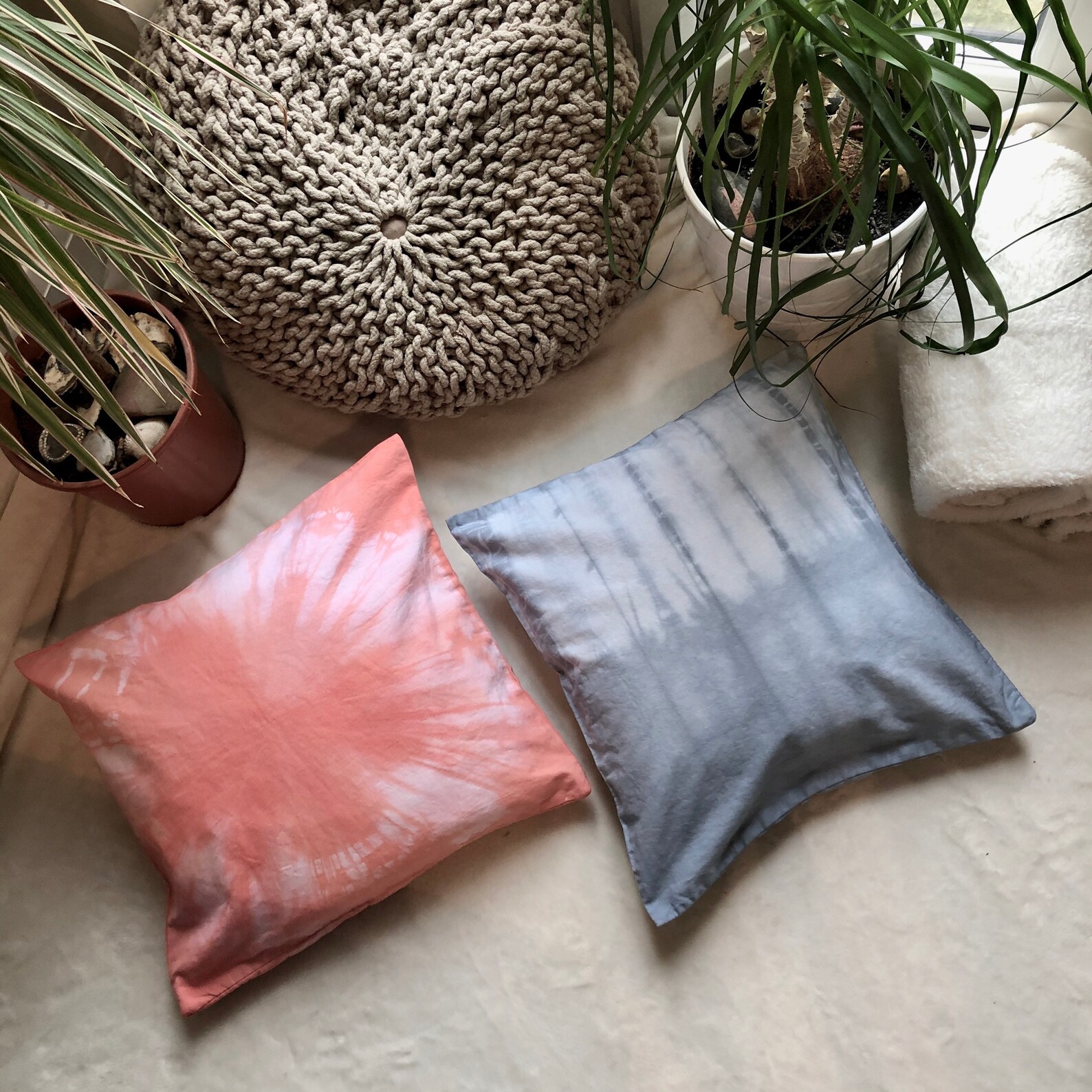 Dip dye effect light blue tie dye cushion cover made in Etsy