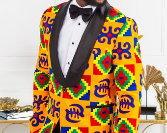 African Print Mens Ankara Suit Blazer, African Print Coat, Dinner Jacket Tailored Fit, African Mens Fashion - NATHAN