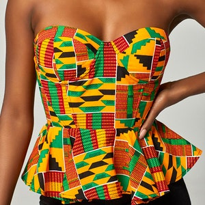 Kente Corset Top, Ankara Corset top, African Print Top, Latest Corset Top Styles, Ankara top, African Print Kente Corset Top for Women KENYA image 2