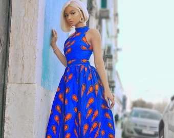 African maxi dress, African print maxi dress, African clothing for women, African print dress, Ankara dress, Women dress, ELLA Turtleneck