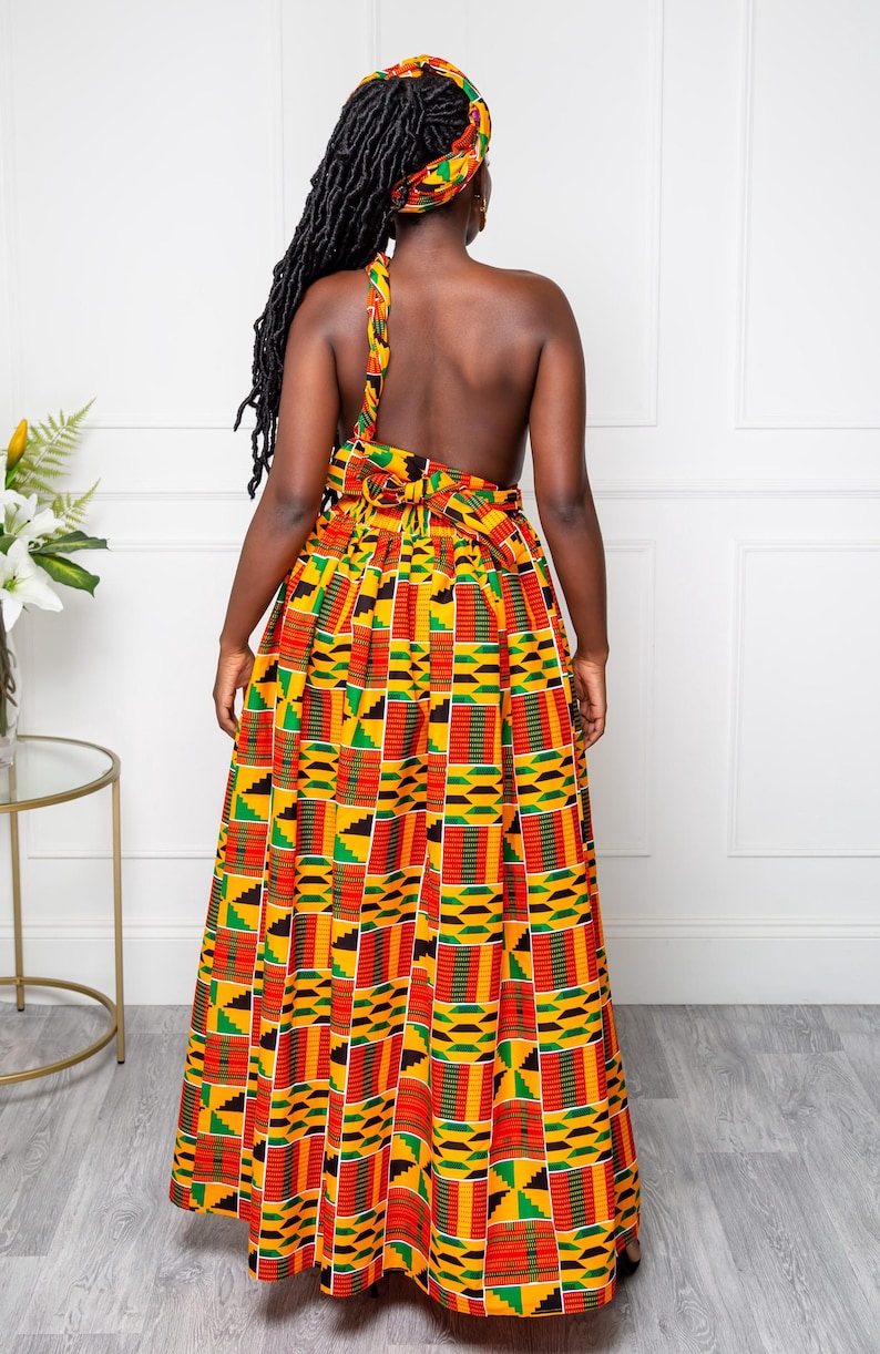 Kente Infinity Maxi Dress | Elegant African Print Convertible Dress