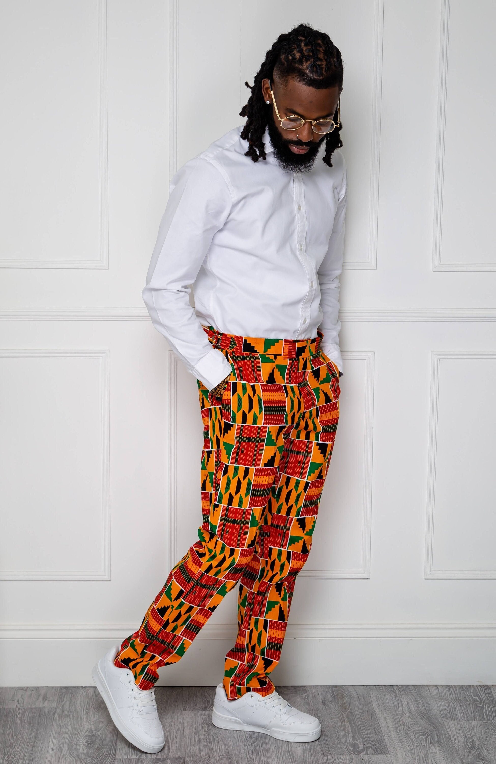 Grid Print Belted Gaucho Pants