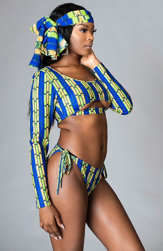 African Print High Cut Underwear Tie Side Bottom Swimwear Zabrina 
