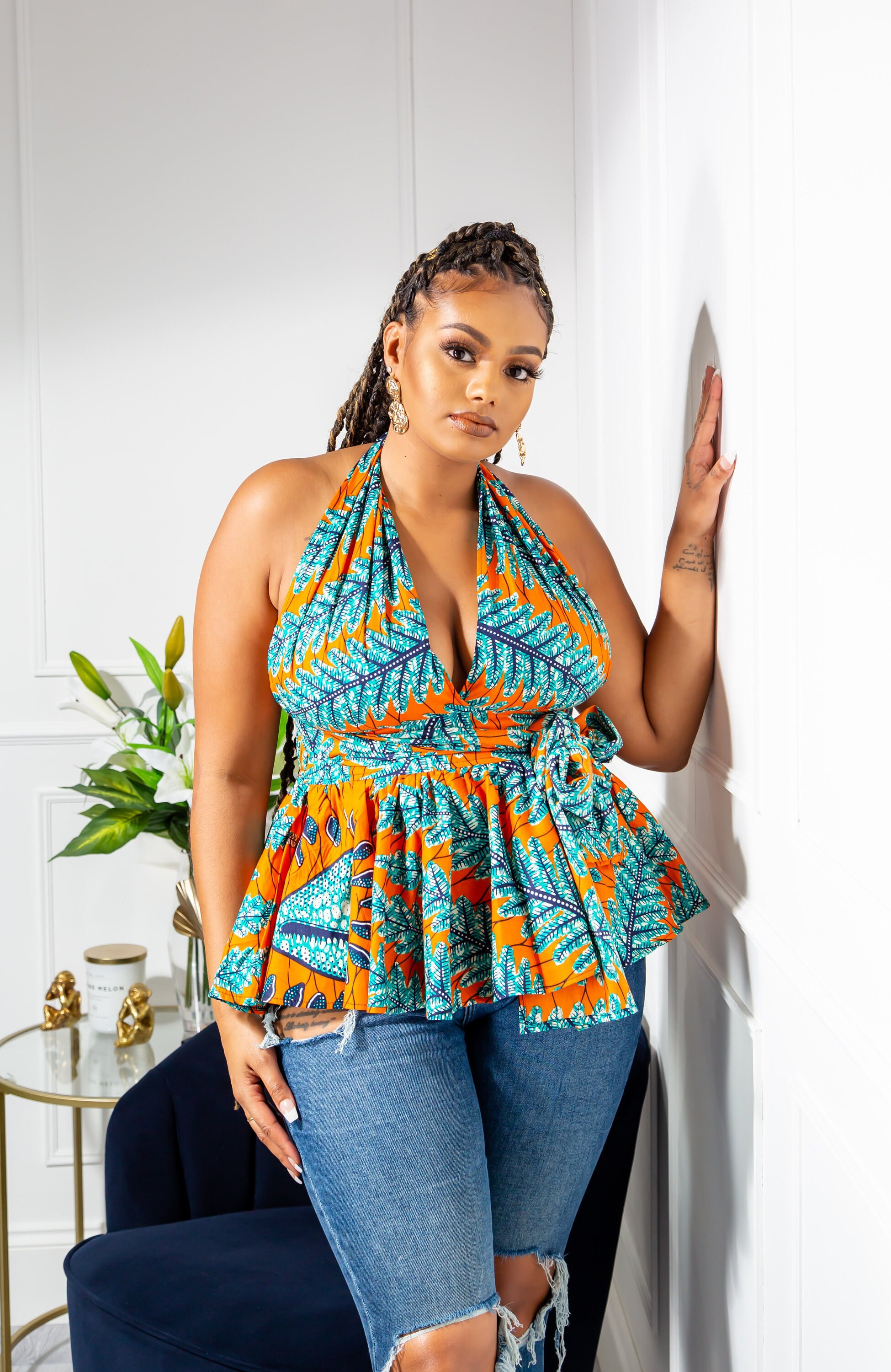 Image of African Print Infinity Top, Blouse, Ankara Dashiki Multi-Way Maxi Top - Mia