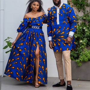 African Ankara Maxi Length Dress African Clothing Blue African