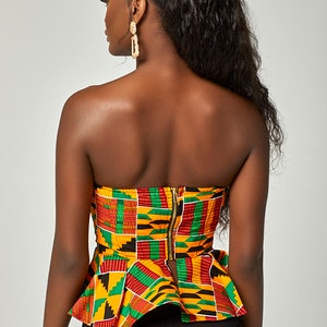 Kente Corset Top, Ankara Corset top, African Print Top, Latest Corset Top Styles, Ankara top, African Print Kente Corset Top for Women KENYA image 9