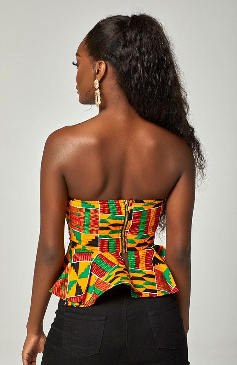 Kente Corset Top, Ankara Corset top, African Print Top, Latest Corset Top Styles, Ankara top, African Print Kente Corset Top for Women KENYA image 9