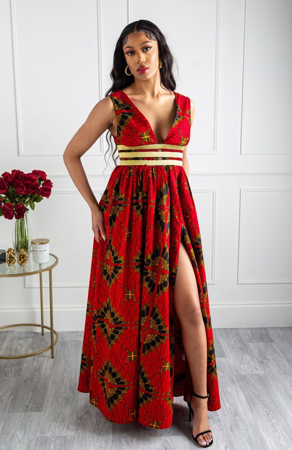 Plunge neck shop maxi dress