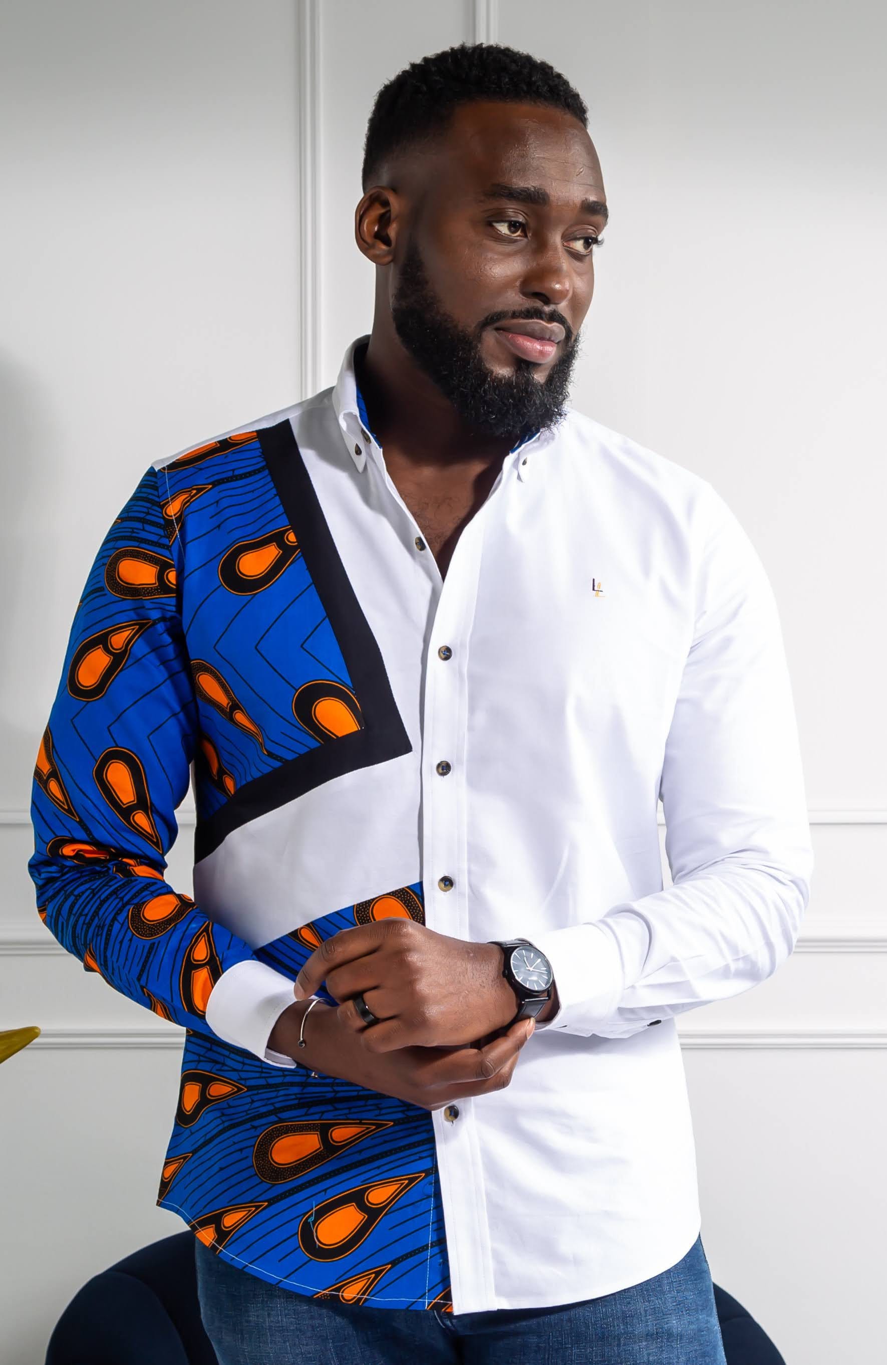 Zenon Button Down Shirt High Waisted Shorts Ankara African Print