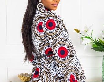 African Print Blouse, African Pussybow Peplum Top, Dashiki Blouse, African  Top, African Clothing, Long Sleeved Top, Peplum Blouse DEBRA 