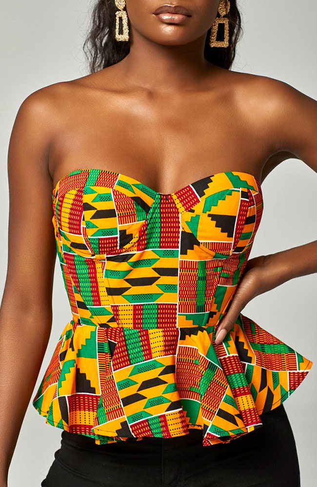 Two piece Ankara corset top - Corsets multicolour, for her, ankara