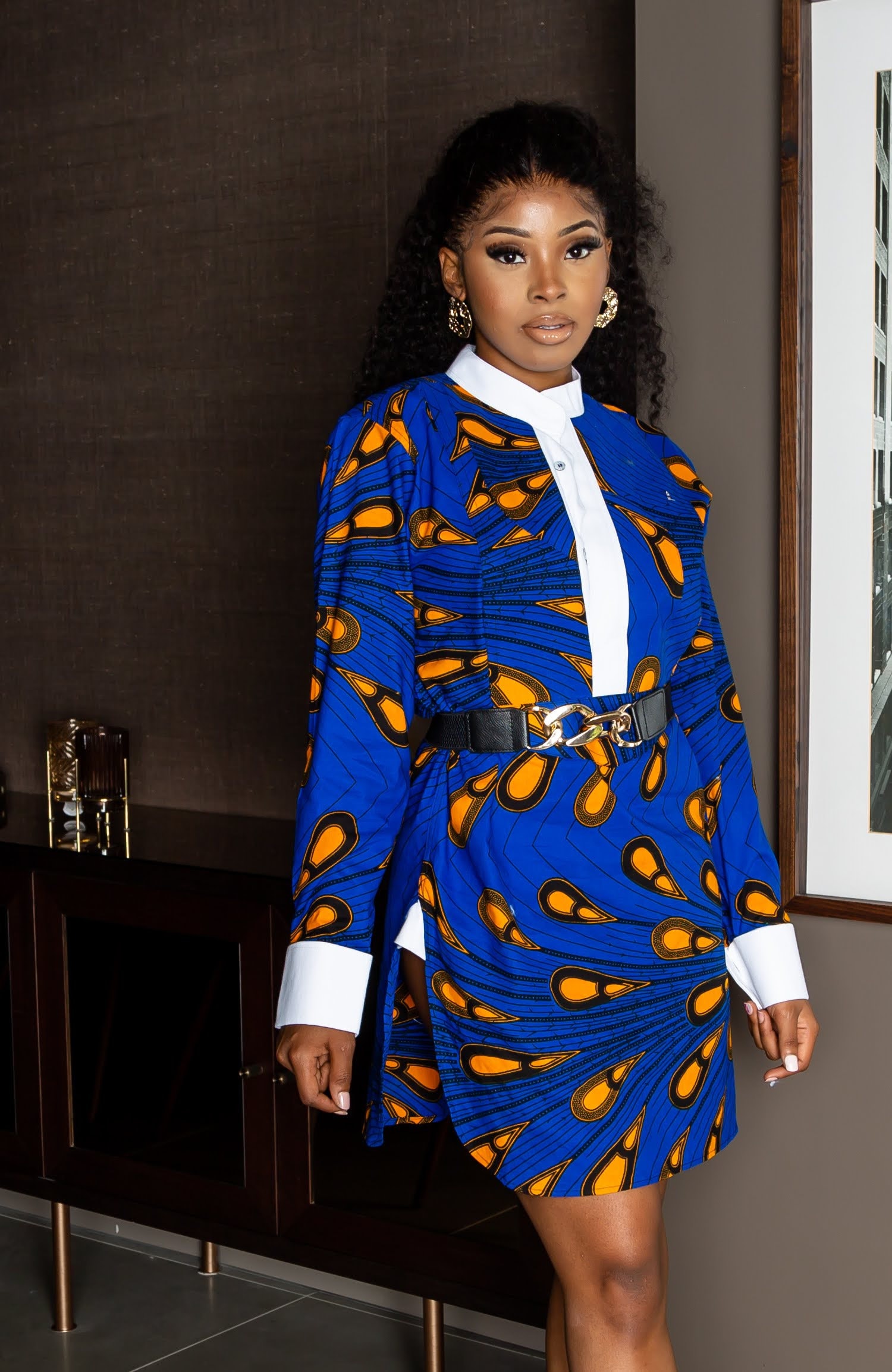 knee length dresses for ladies Ankara Shirt Dress