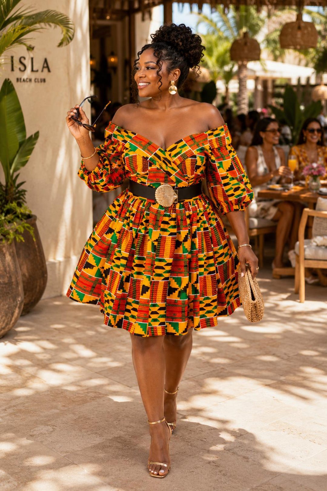 African Print Ankara Midi Knee Length Dress, African Clothing, African  Print Dress, Ankara Dress, off Shoulder Fit and Flare Dress - KENYA - Etsy