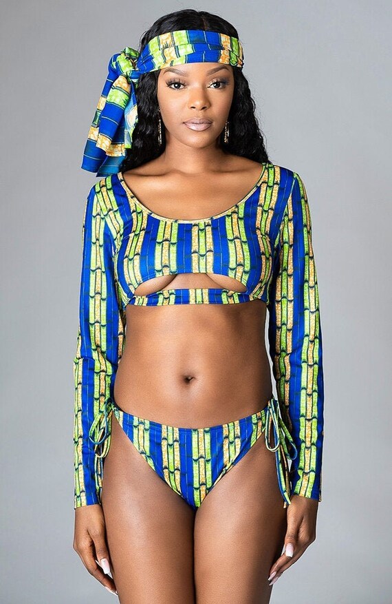 long sleeve african print swimsuit