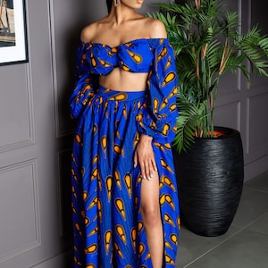 Maxi skirt Blue Angelina dashiki maxi skirt, African print skirt for women, Ankara skirt, skirt, print skirt, African skirt, color Ella