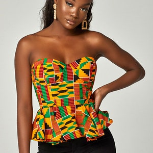 Kente Corset Top, Ankara Corset top, African Print Top, Latest Corset Top Styles, Ankara top, African Print Kente Corset Top for Women KENYA image 6