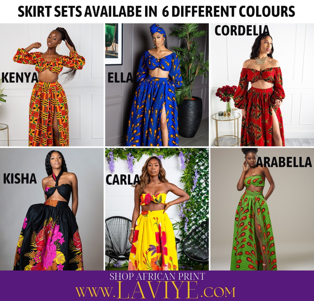 African Print Women's Maxi Full Long Length Cotton Skirt Set