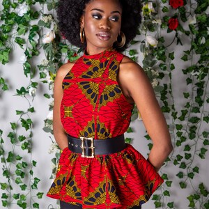 African Sleeveless Turtleneck Peplum Blouse African Clothing - Etsy