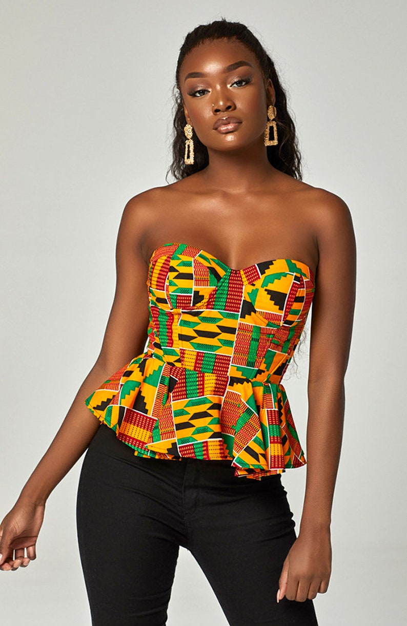 Kente Corset Top, Ankara Corset top, African Print Top, Latest Corset Top Styles, Ankara top, African Print Kente Corset Top for Women KENYA image 8