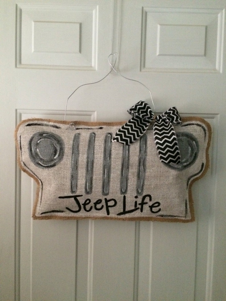 Jeep Life Burlap Door Hanger | Etsy