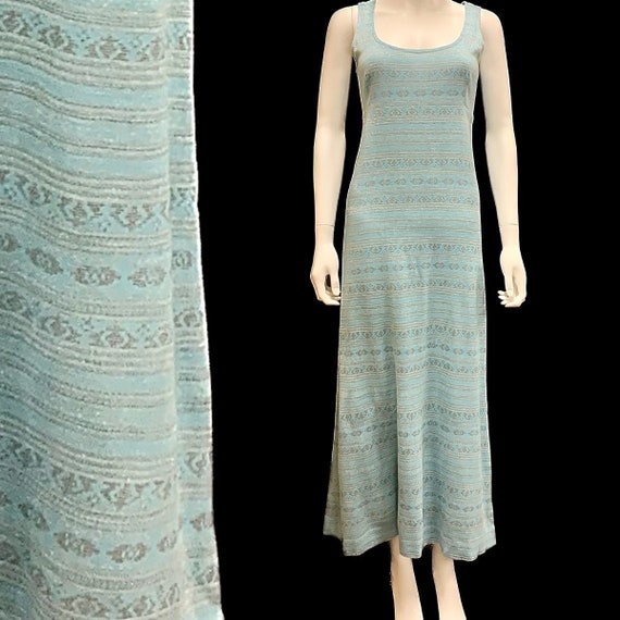 1960’s knitted lurex maxi party dress - image 1
