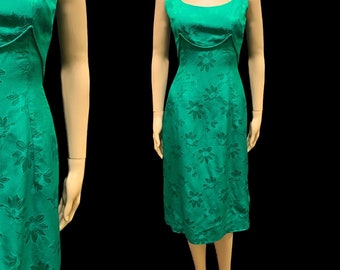 Late 1950’s Green brocade cocktail party wiggle dress